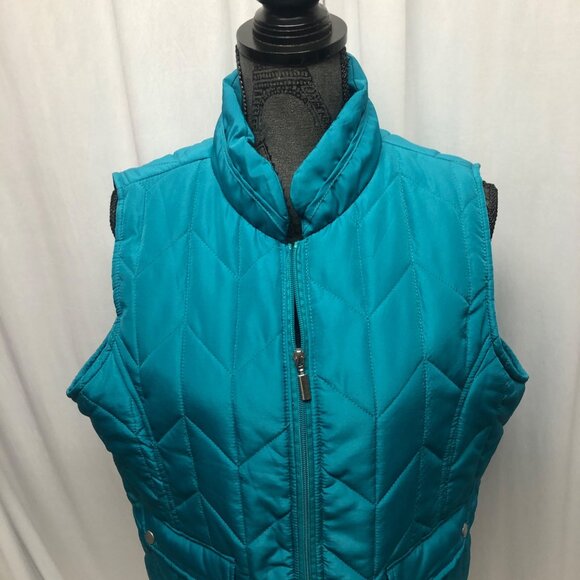 Keren Hart Puffer Vest Womens Size XL Teal Quilted Zipper Closure Sleeveless - Picture 2 of 8